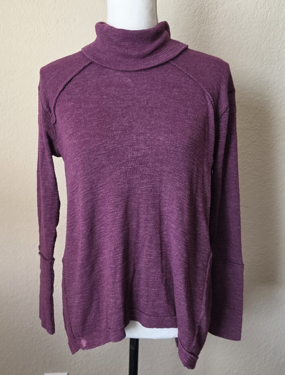 We The Free Free People Purple Cowl Open Back Sweater Small
